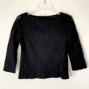 Women's Black Lace Long Sleeves Top - M - Pre-owned
